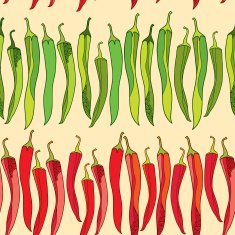 Seamless pattern with red and green chili peppers