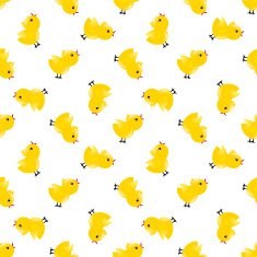 Seamless pattern with yellow chickens Baby background