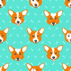 Happy dog welsh corgi vector pattern