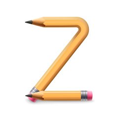 3d yellow pencil alphabet Z N2