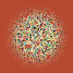 Flat colored ornament with retro halftone dots