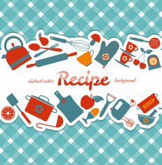 Kitchen abstract background Recipe illustration N2