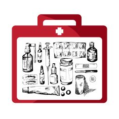 Red first aid kit with different objects N2
