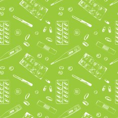 Seamless pattern with different medicine items