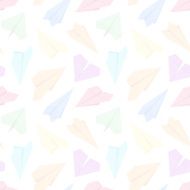 Seamless pattern with colored paper planes