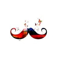 Colorful vector mustaches background with butterflies