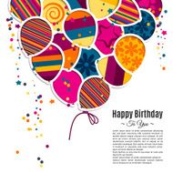 Birthday card with balloons in the style of cutouts