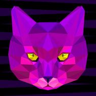 Abstract cat Polygonal geometric triangle bright portrait isolated on dark