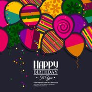 Birthday card with balloons in the style of cutouts N2