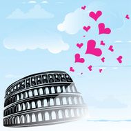 Colosseum and the heart Love Rome Italy vector illustration