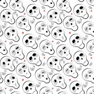 Seamless pattern skulls with hearts
