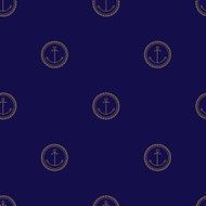 Seamless Pattern with Anchor on a Navy Background