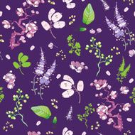 Vector Purple Green Japanese Kimono Floral Seamless Pattern