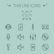 Music and entertainment thin line icon set