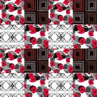 Patchwork seamless pattern ornament floral background N2