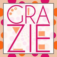 Grazie Text Peach Pink Background Square