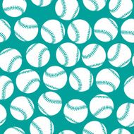 White baseball icons on green background seamless pattern