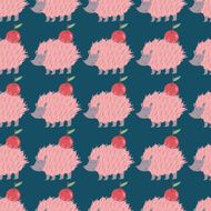 Forest friends collection Lovely hedgehog carrying an apple N2