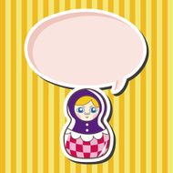 Matryoshka Russian traditional wooden doll vector pattern el N121