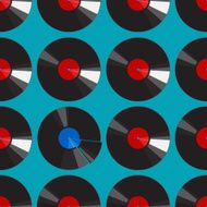 Seamless pattern with flat vinyl record