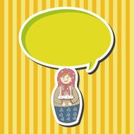 Matryoshka Russian traditional wooden doll vector pattern el N122
