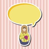 Matryoshka Russian traditional wooden doll vector pattern el N123