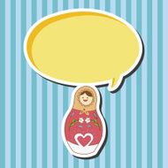 Matryoshka Russian traditional wooden doll vector pattern el N125