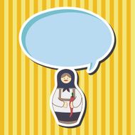 Matryoshka Russian traditional wooden doll vector pattern el N126