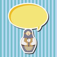 Matryoshka Russian traditional wooden doll vector pattern el N127