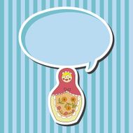 Matryoshka Russian traditional wooden doll vector pattern el N130