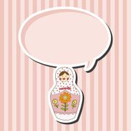 Matryoshka Russian traditional wooden doll vector pattern el N131