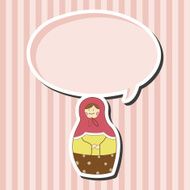 Matryoshka Russian traditional wooden doll vector pattern el N132