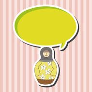 Matryoshka Russian traditional wooden doll vector pattern el N133