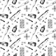 Seamless pattern with different medicine items N3