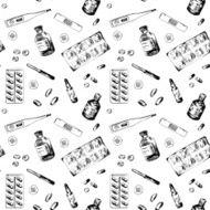 Seamless pattern with different medicine items N4