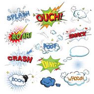 Comic colored speech bubbles in pop art style