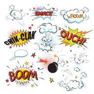 Comic colored speech bubbles in pop art style N3