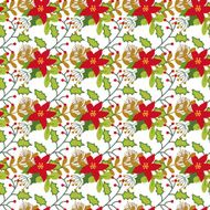 Seamless Christmas and New Year pattern with cute winter flowers N2