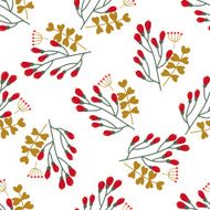 Seamless Christmas and New Year pattern with cute winter flowers N3