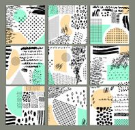 Hand drawn collection of artistic cards and invitations N2