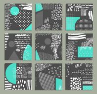 Hand drawn collection of artistic cards and invitations N3