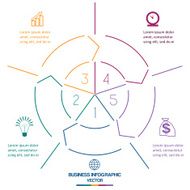 Infographic circle colourful lines five positions N2