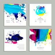 Hand drawn collection of artistic invitations made by acrylic