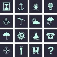 Set of Ocean sailing icons N2