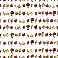Autumn leaves seamless background hand drawn on white