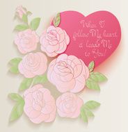Vintage card roses bouquet romantic quotes N7