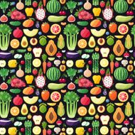 Big fruits and vegetables seamless vector pattern Modern flat design