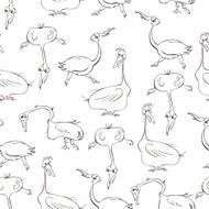 Black and white vector seamless pattern with turkeys silhouettes