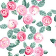 cute hand drawn watercolor roses seamless pattern vector illustration N3