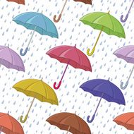 Umbrella and rain seamless background